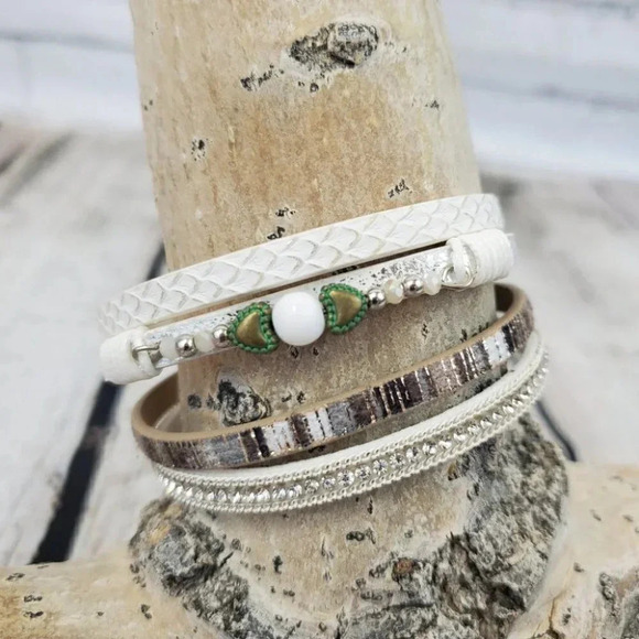 Light Multi Band Boho Bracelet with Magnetic Clasp - Picture 9 of 15